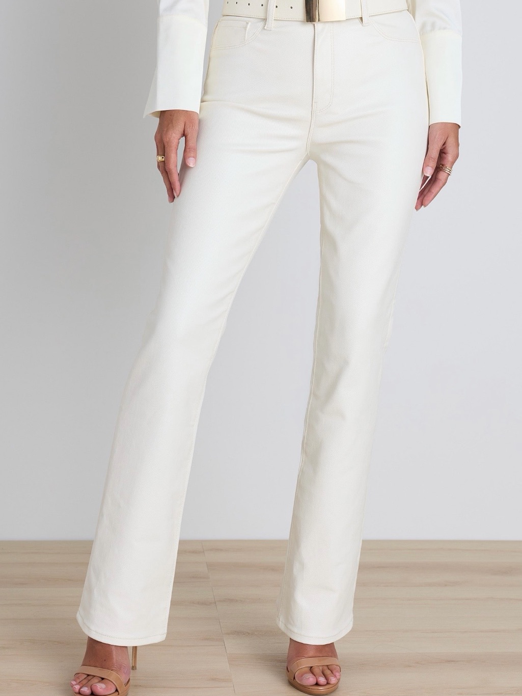 The Noli Shop High-Rise Wide Leg Jeans In White